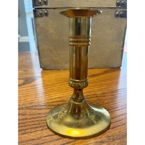 Williamsburg Pottery Solid Brass Candlestick Holder Vintage Gold Spindle 5.5 in
